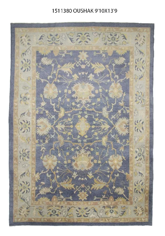 carpet repair for pet damage-10x14 Blue Modern Oushak Area Rug