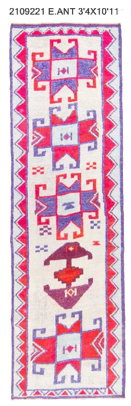 carpet padding for durability-3x11 Old & Vintage Turkish Area Runner Rug