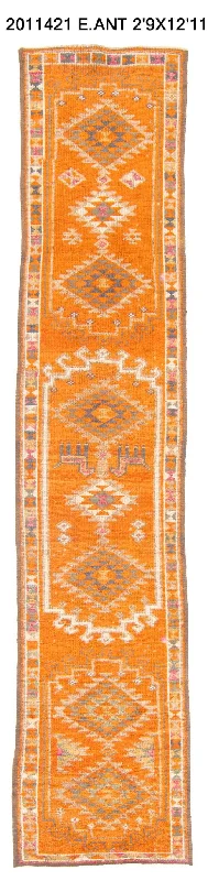 carpet protector for furniture-3x13 Old & Vintage Turkish Area Runner Rug