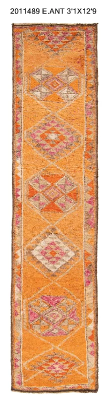 affordable carpet steam cleaning deals-3x13 Old & Vintage Turkish Area Runner Rug