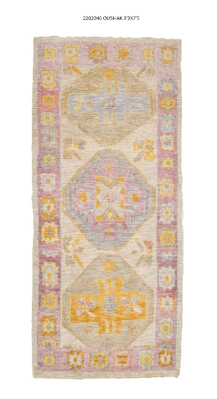 carpet padding for warmth-3x7 Modern Oushak Area Runner Rug