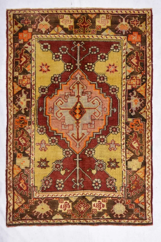 carpet padding for luxury homes-4x5 Red Vintage Turkish Area Rug