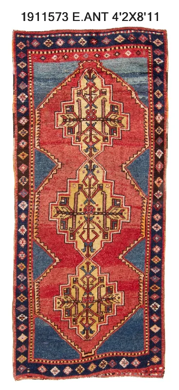 carpet underlay for pet owners-4x9 Old & Vintage Turkish Area Rug