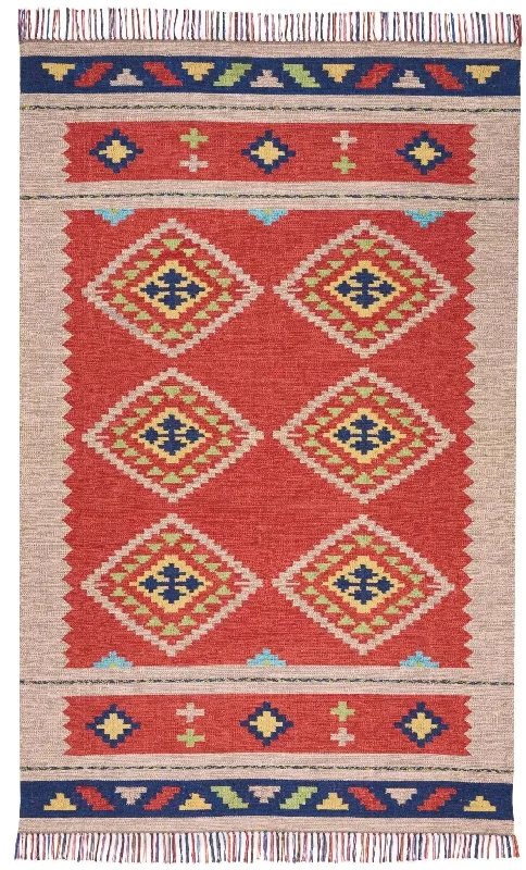 cleaning mud stains from carpet-Baja BAJ02 Red/Beige Rug