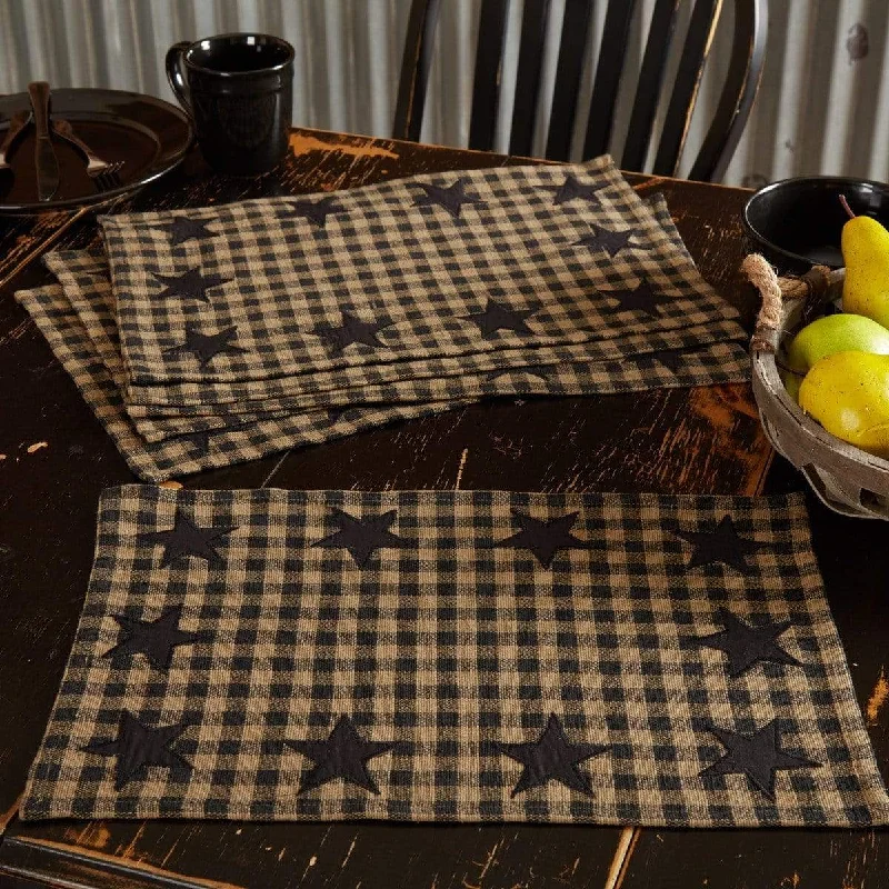 Easy vegan breakfast ideas-Black Star Placemat Set of 6