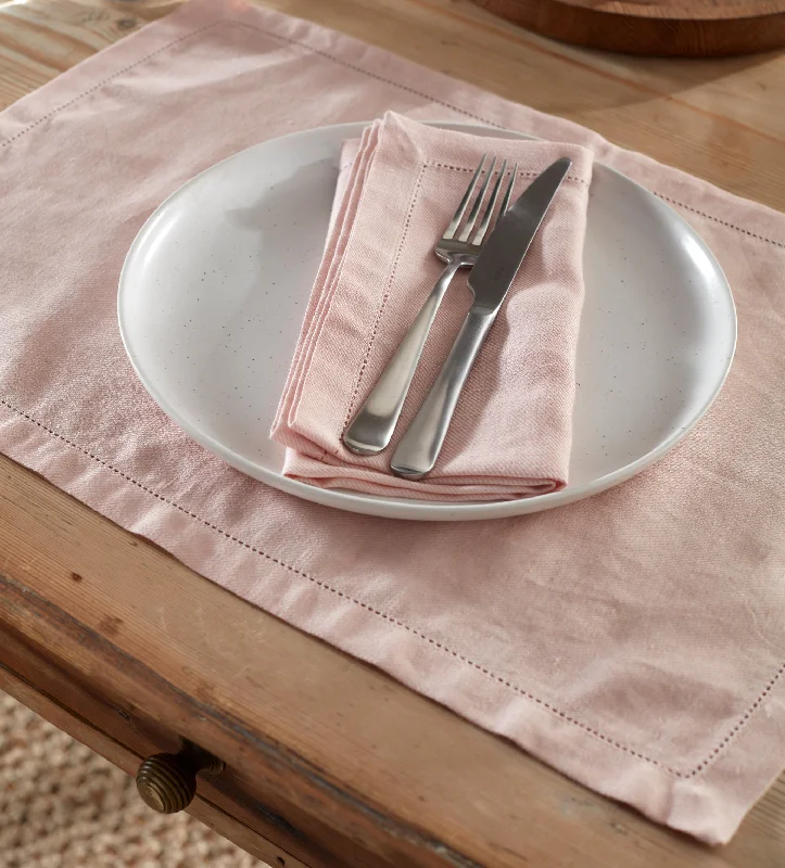 Affordable bathroom remodel ideas-Blush Pink Twill Cotton Linen Placemats - Set of 2