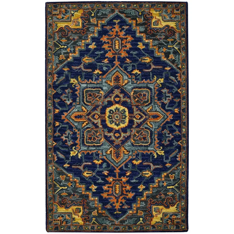 carpet cleaning for small apartments-Boho BOH-5 Blue/Orange Rug