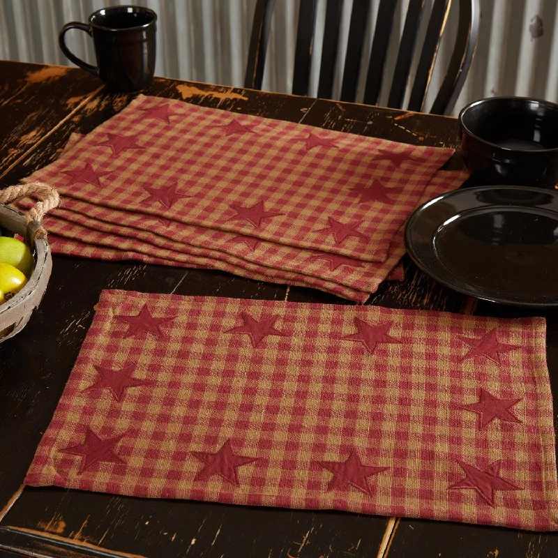 Best running gear for winter-Burgundy Star Placemat - Set of 6