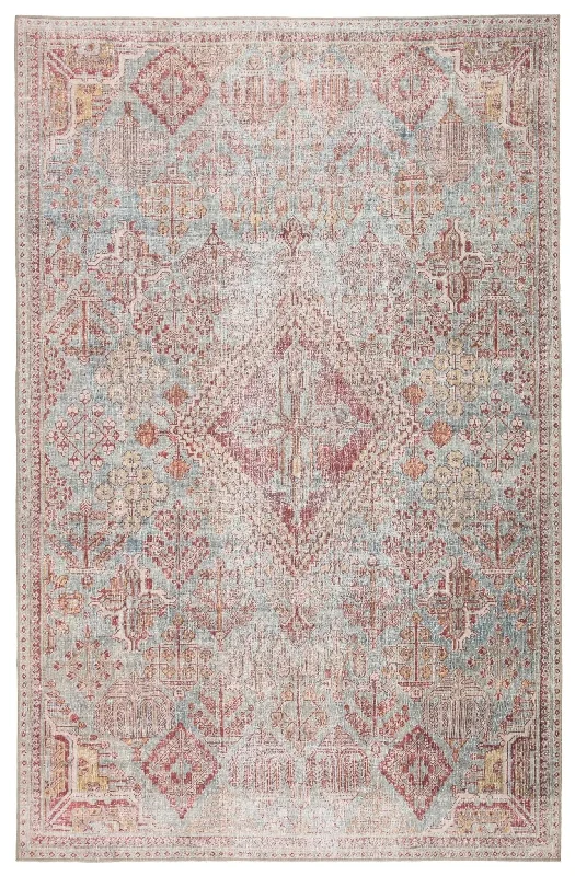 how to clean shag carpet-Chateau CHT05 Sky Blue/Pink Rug