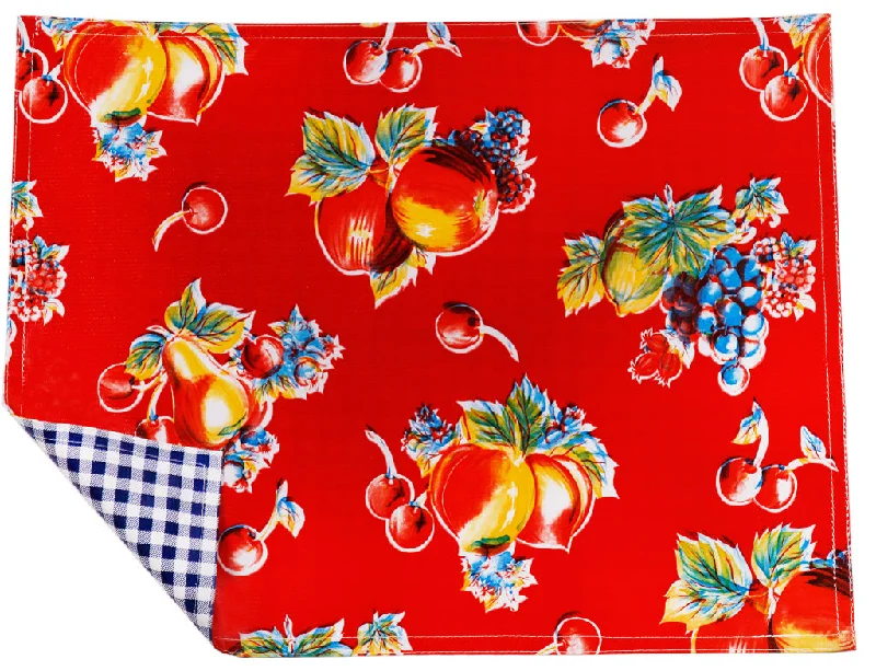 Affordable pet grooming tools-Freckled Sage Genuine Oilcloth Placemats in Retro Red