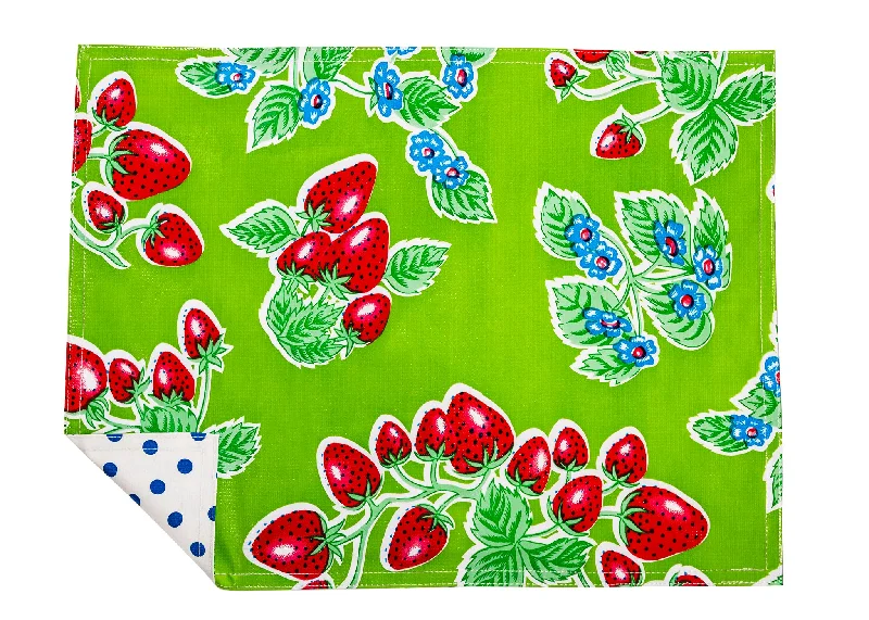 Top online course platforms-Freckled Sage Genuine Oilcloth Placemats in Strawberry Green