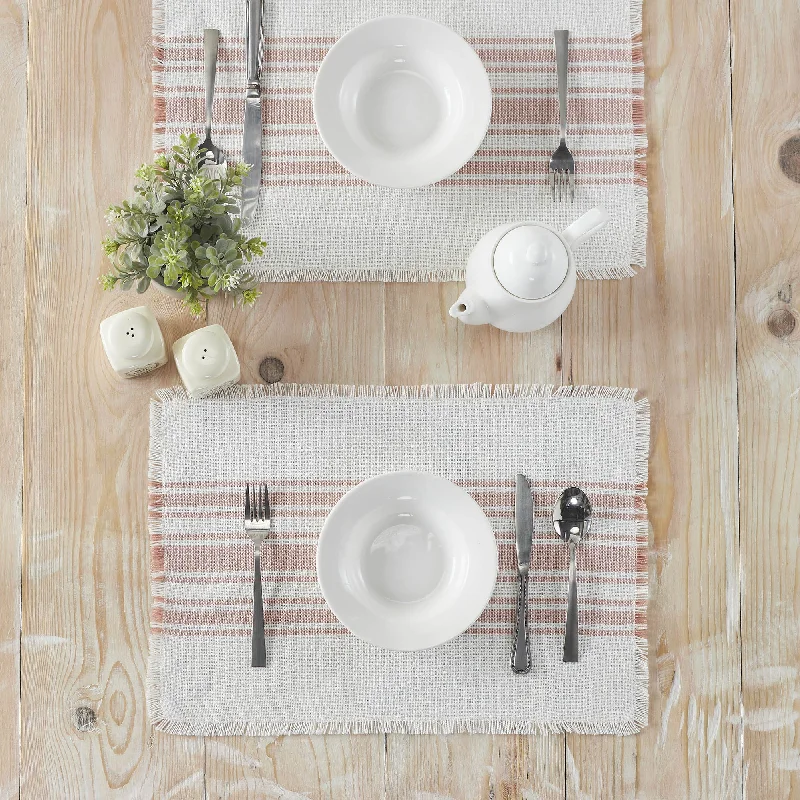 How to reduce travel expenses-Coral Stripe Indoor/ Outdoor Placemat Set of 6