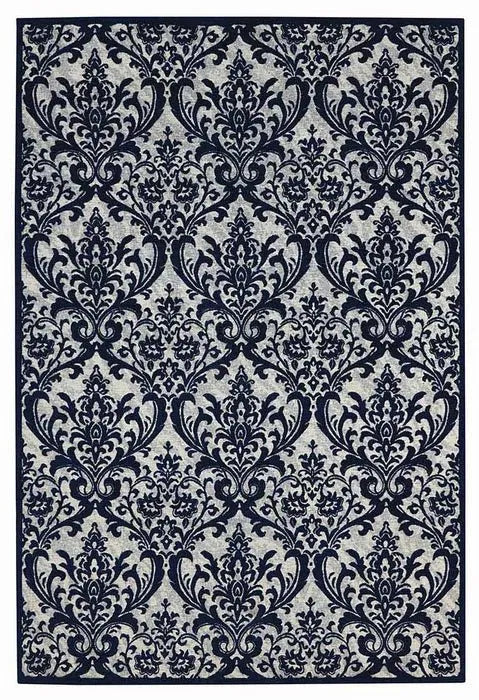 cleaning pet messes from carpet-Damask DAS02 Ivory/Navy Rug