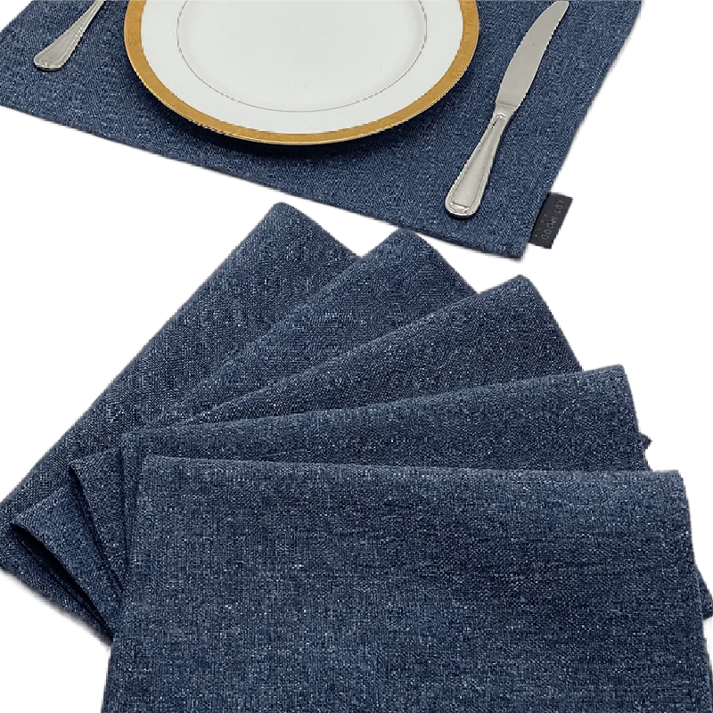 Top cloud backup solutions-Linen Placemats & Runner Set - Dark Blue