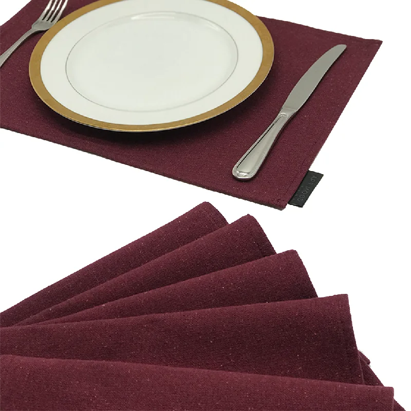 Top virtual meeting tools-Cotton Placemats & Runner Set - Dark Red