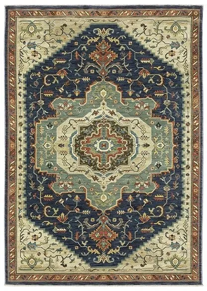 carpet padding for cozy feel-Francesca FR09F Blue/Beige Rug