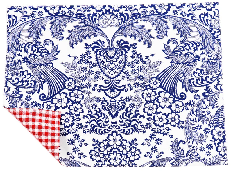 How to plan a charity event-Freckled Sage Genuine Oilcloth Placemats in Toile Blue