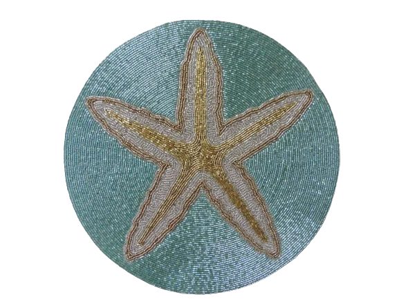 Best smartwatches for fitness-Ringo Star Fish Embroidered Placemat / 15" / Set of 2 / Teal Gold