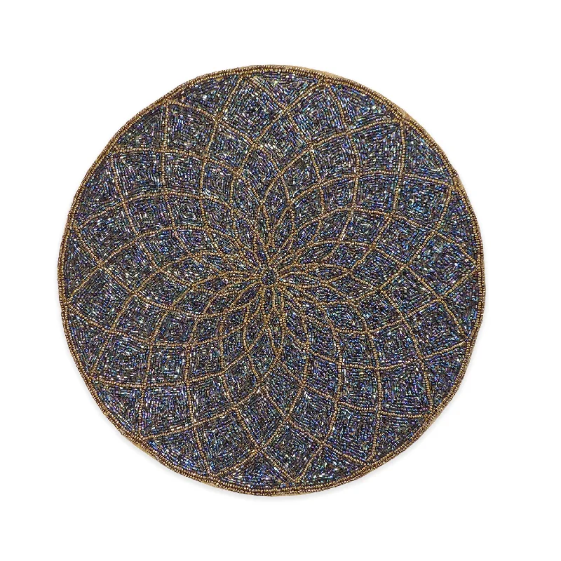 Best portable SSDs-Glass Bead Embroidered Placemats, Chargers / Set of 2 / 14in. Round / Blue