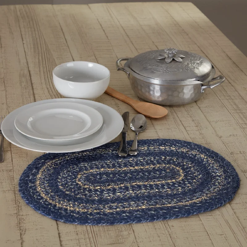 Best budget smartphones-Great Falls Blue Braided Oval Placemat 12x18" Default