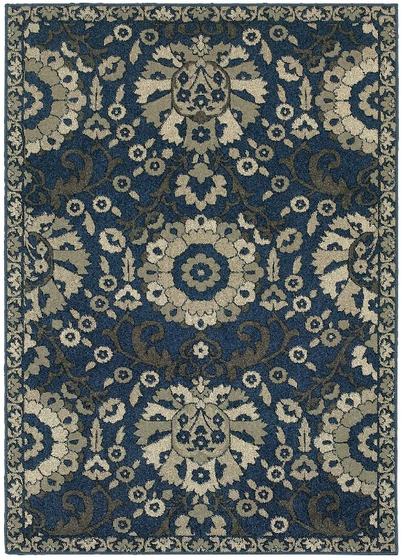 best carpet for basement floors-Highlands 6682A Midnight/ Beige Rug