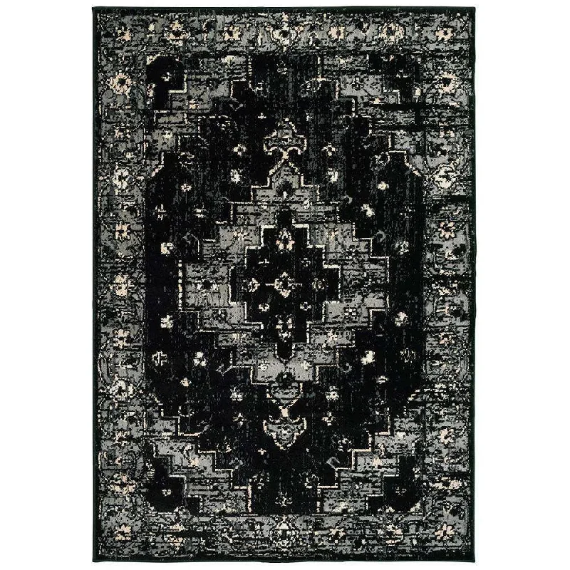 carpet installation diy guide-Infinity 81308BKG Black/Grey Rug