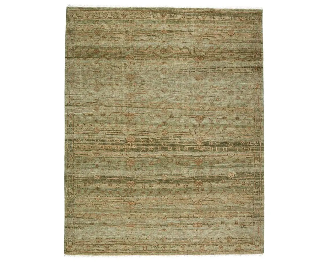 carpet repair for small burns-Jinsen JIN04 Green/Gold Rug