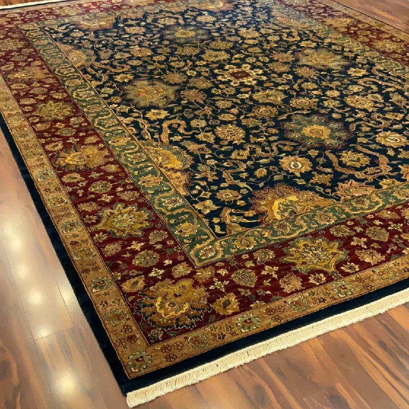 carpet recycling near me-Kaoud Rugs 10.2X13.8 Rectangle NAVY ANT. MAHAL Area Rug