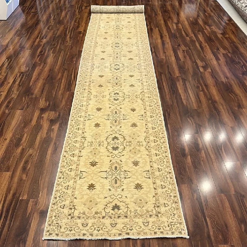 carpet repair for loose threads-KAOUD RUGS 22 FOOT RUNNER BEIGE FARAHAN AREA RUG