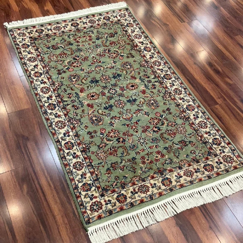 best carpet cleaner for pet dander-Kaoud Rugs 3X5.1 Rectangle LIGHT GREEN KESHAN Area Rug