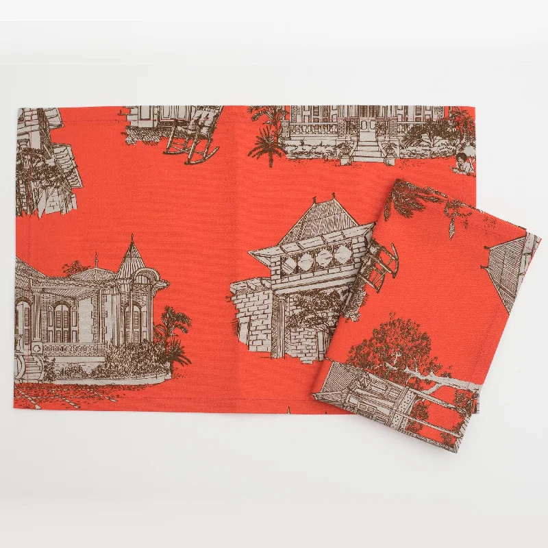 Affordable baby clothes online-Landmark Coral Orange Placemats 2 Set