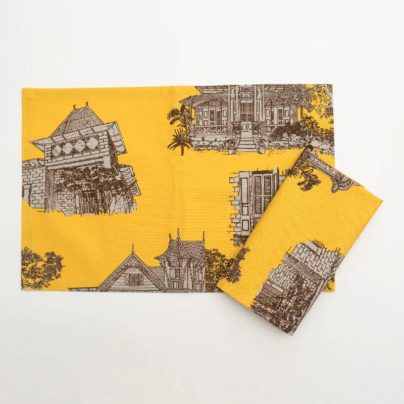 How to improve sleep quality-Landmark Yellow Placemats Set 2