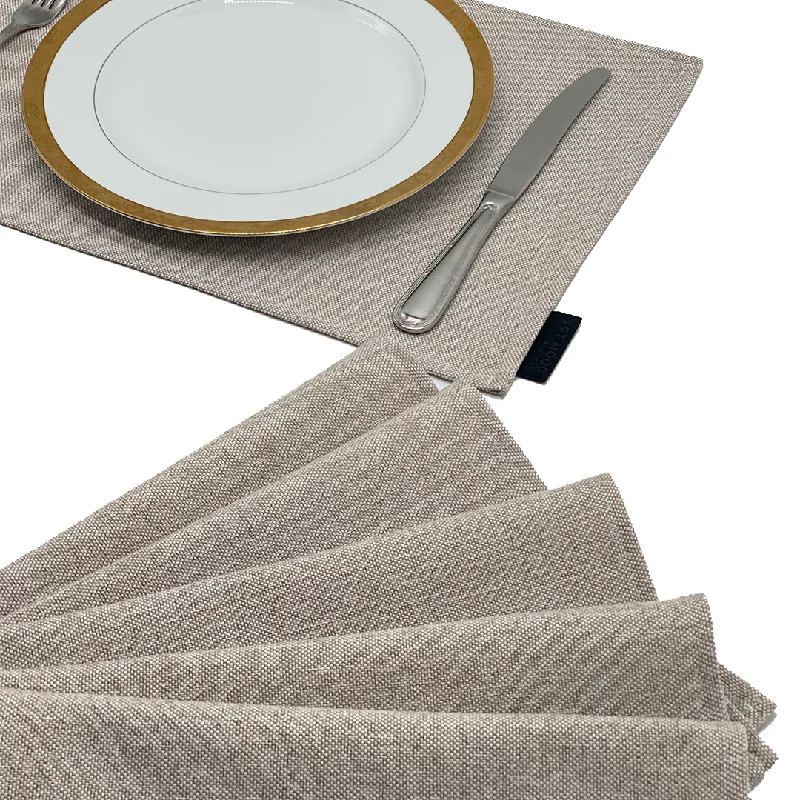 Top cloud storage services-Linen Placemats & Runner Set - Light Beige