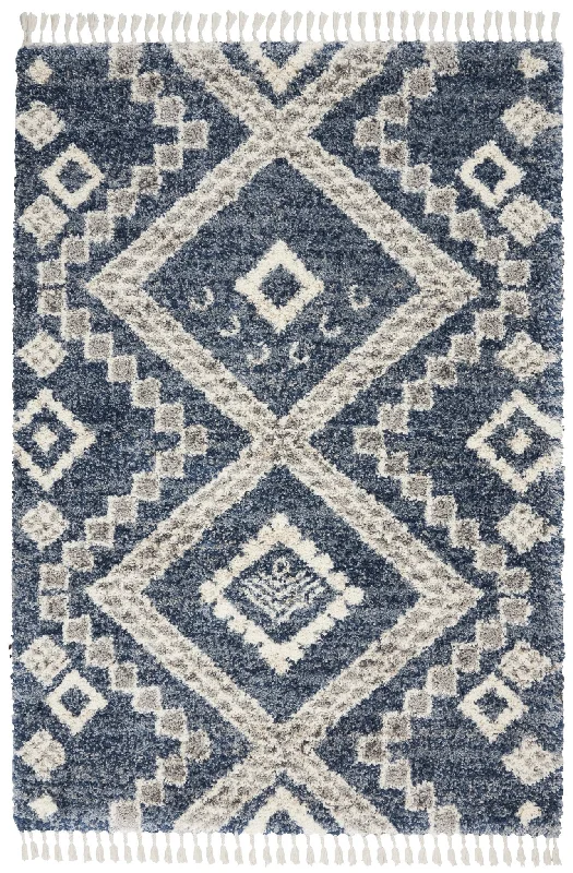 carpet installation for large rooms-Oslo Shag OSL02 Denim Blue Rug