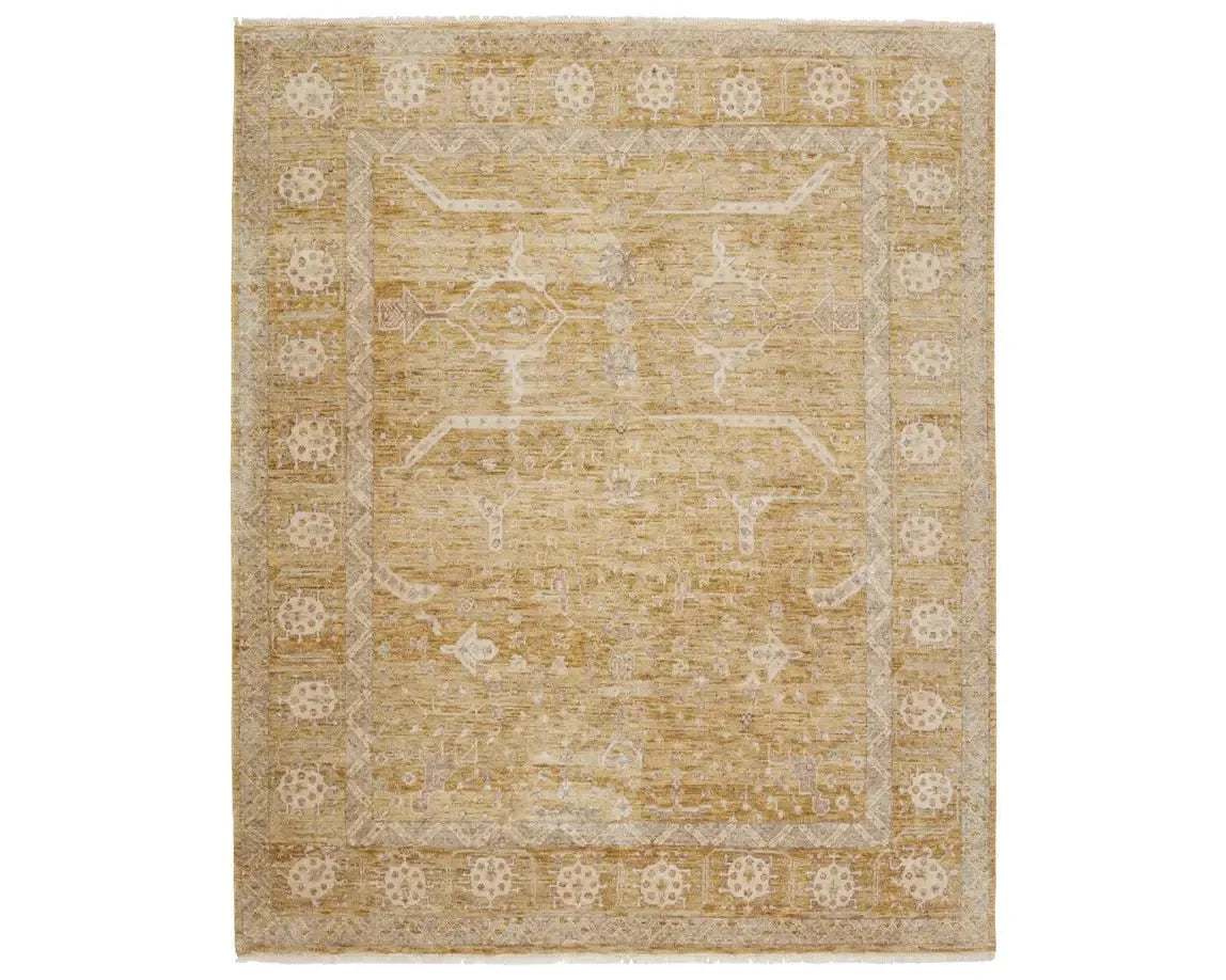 hypoallergenic carpet materials-Realm REA01 Ocher/Cream Rug