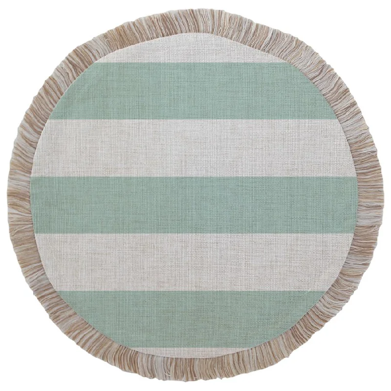 Best essential oils for relaxation-Round Placemat-Coastal Fringe-Deck Stripe Mint-40cm