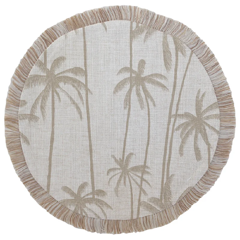 How to grow a vegetable garden-Round Placemat-Coastal Fringe-Tall Palms-Beige-40cm