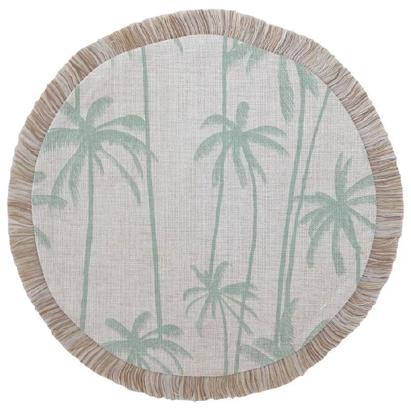 How to create a workout plan-Round Placemat-Coastal Fringe-Tall Palms-Mint-40cm