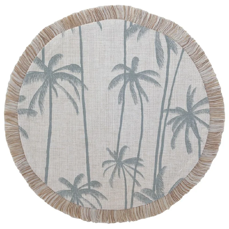 How to grow your Instagram-Round Placemat-Coastal Fringe-Tall Palms-Smoke-40cm