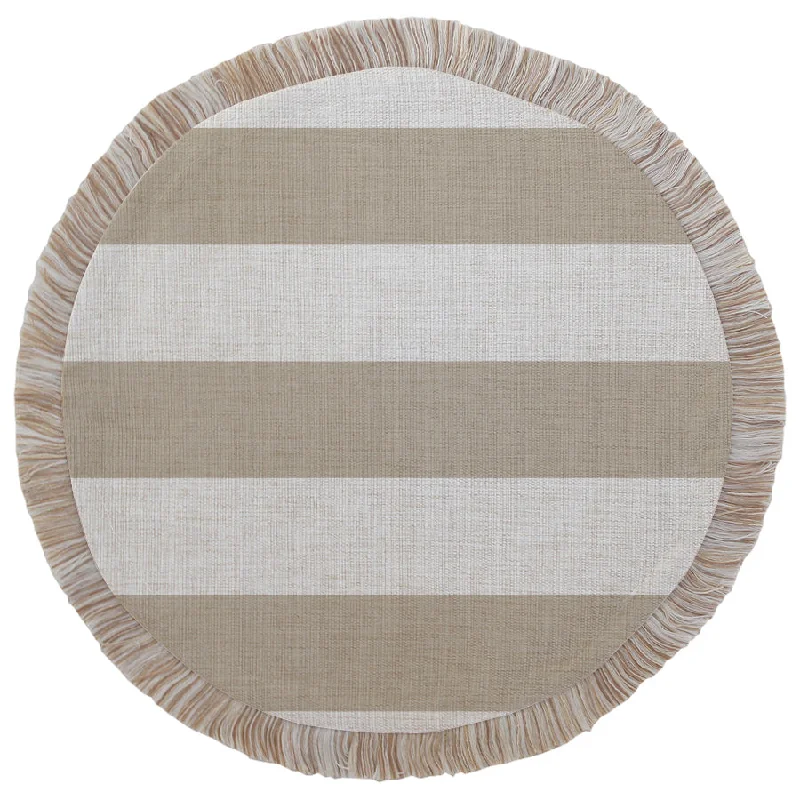 How to meditate for beginners-Round Placemat-Coastal Fringe Natural-Deck Stripe Beige-40cm