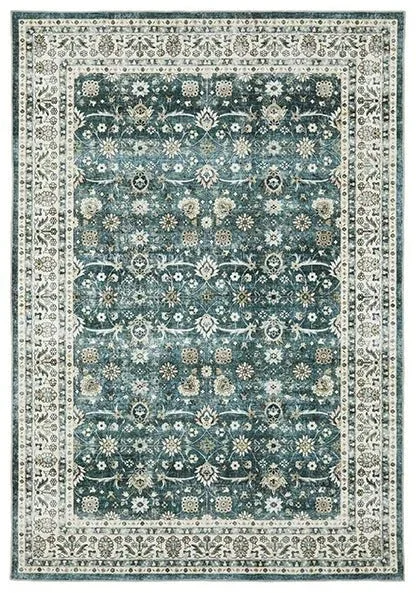 carpet cleaning for large homes-Sumter SUM08 Teal/Ivory Rug