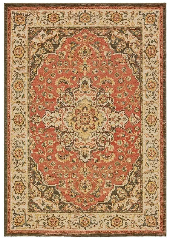 carpet underlay for outdoor use-Toscana 9551B Orange Ivory Rug