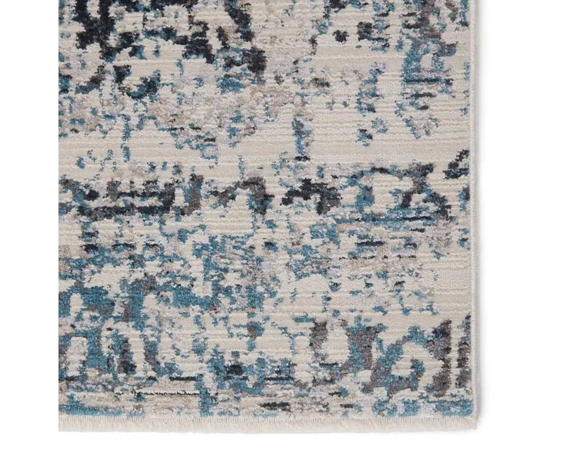 carpet repair for burn holes-Tunderra TUN03 Grey/Teal Rug