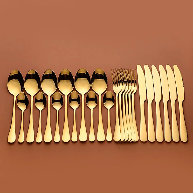 Gadgets for tight schedules-Kitchen Groups 24pcs Stainless Steel Cutlery Set In 8 Colors