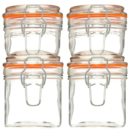 Gadgets for one-person prep-EW65076, Euro-Ware 4pc Glass Canister W/Gasket Set