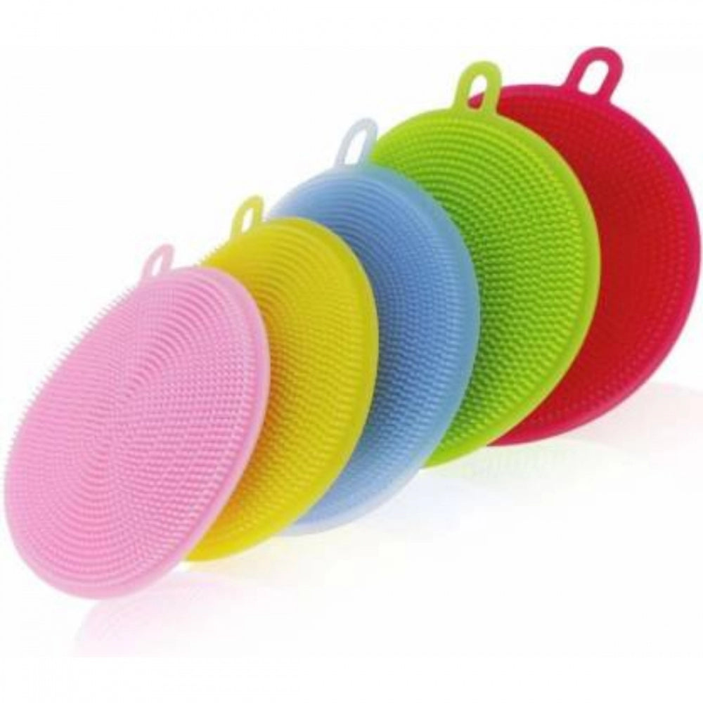 Essential gadgets for cooking-Generic Pack of 5_Home Cleaning Sponge Silicone Scrubber (Color: Assorted)