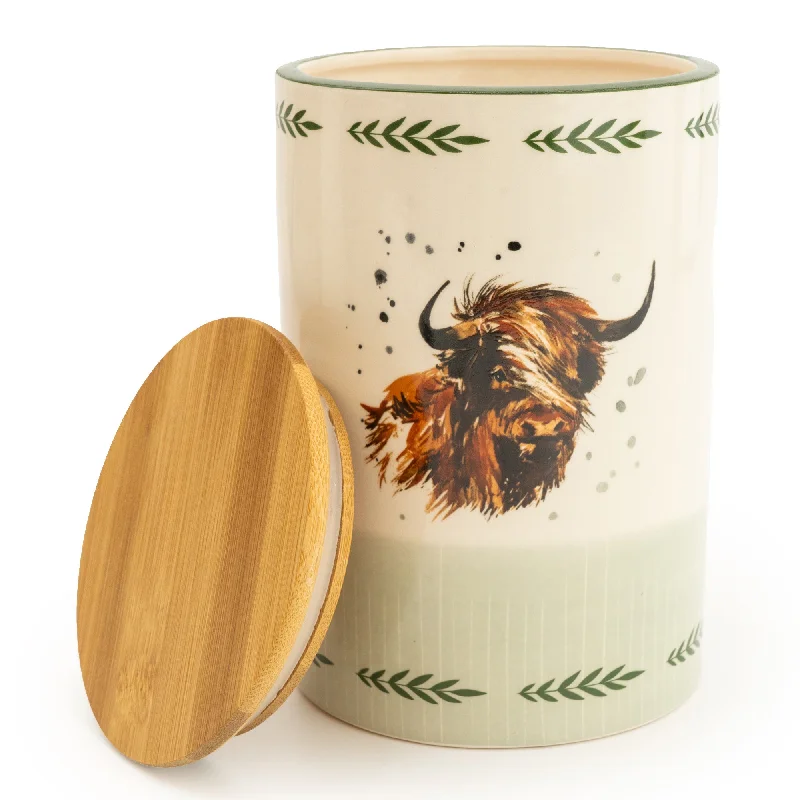 Best tools for sushi rolls-Rustic Highland Cow Storage Jar