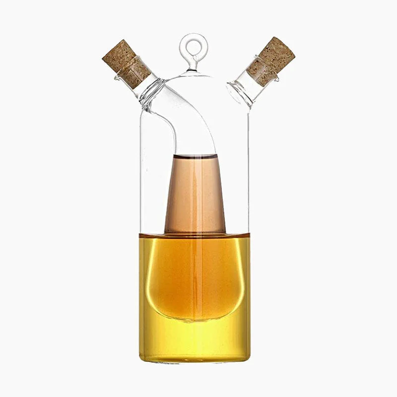 Utensils for light cooking-High Temperature Resistant Glass Kitchen Oil And Vinegar Bottle Double Mouth