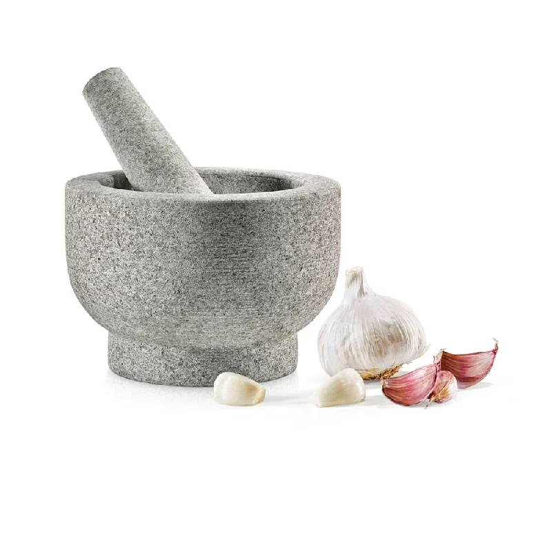 Top juicers for fruits-6'' Original Mortar And Pestle Set - Heavy Duty Unpolished Granite, 2 Cups Capacity