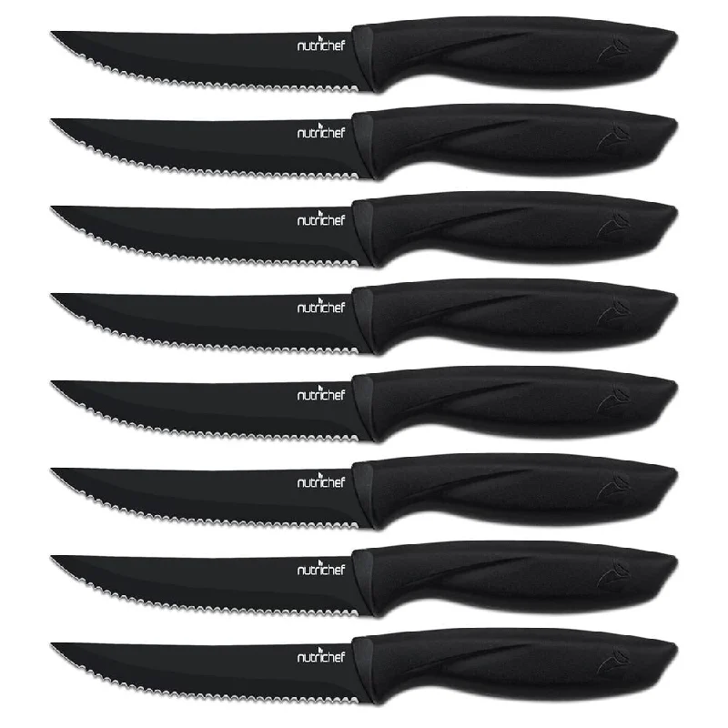 Best spoons for grapefruit-8 Pcs. Steak Knives Set - Non-Stick Coating Knives Set With Stainless Steel Blades, Unbreakable Knives, Great For Bbq Grill (Black)